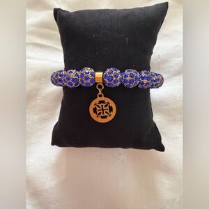 Rustic Cuff: Safire & Blue, Braided in Gold Beaded Bracelet.